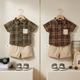 Ensemble d'été 2 pièces pour garçons – Chemise à carreaux et short beige