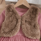 🌸 Elegant Princess Tulle Dress Set for Girls with Faux Fur Vest