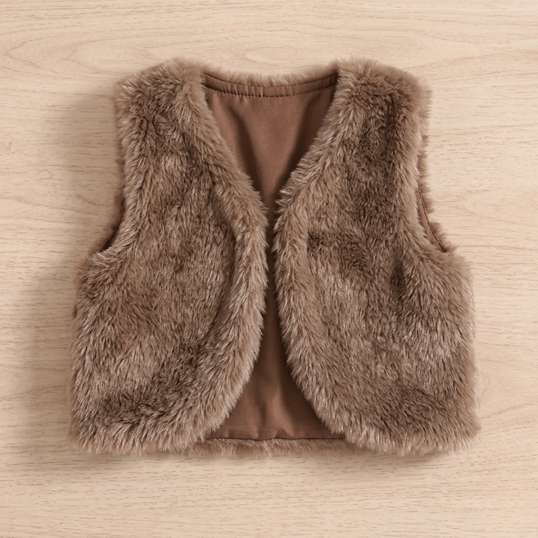 🌸 Elegant Princess Tulle Dress Set for Girls with Faux Fur Vest