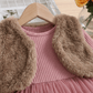 🌸 Elegant Princess Tulle Dress Set for Girls with Faux Fur Vest