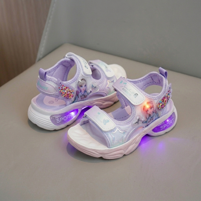 Sandales Licorne Lumineuses pour Filles – Sandales d'Été Légères à Scratch pour Enfants