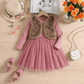 🌸 Elegant Princess Tulle Dress Set for Girls with Faux Fur Vest