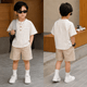 2026 New Kids Summer Outfit Set Striped Cotton Shirt Shorts Soft Breathable Clothes for Boys