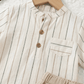 2026 New Kids Summer Outfit Set Striped Cotton Shirt Shorts Soft Breathable Clothes for Boys