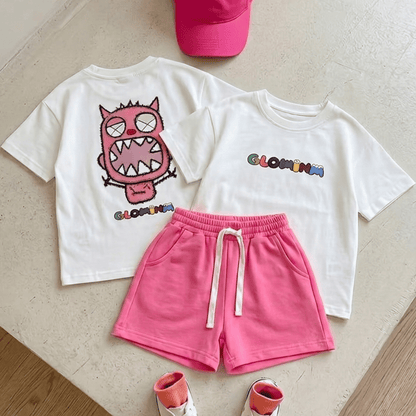 Ensemble Tee-shirt et short à motif dessin animé pour fille