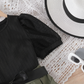Combinaison élégante bicolore pour fille avec manches bouffantes et ceinture à nœud – Noir et Vert Olive