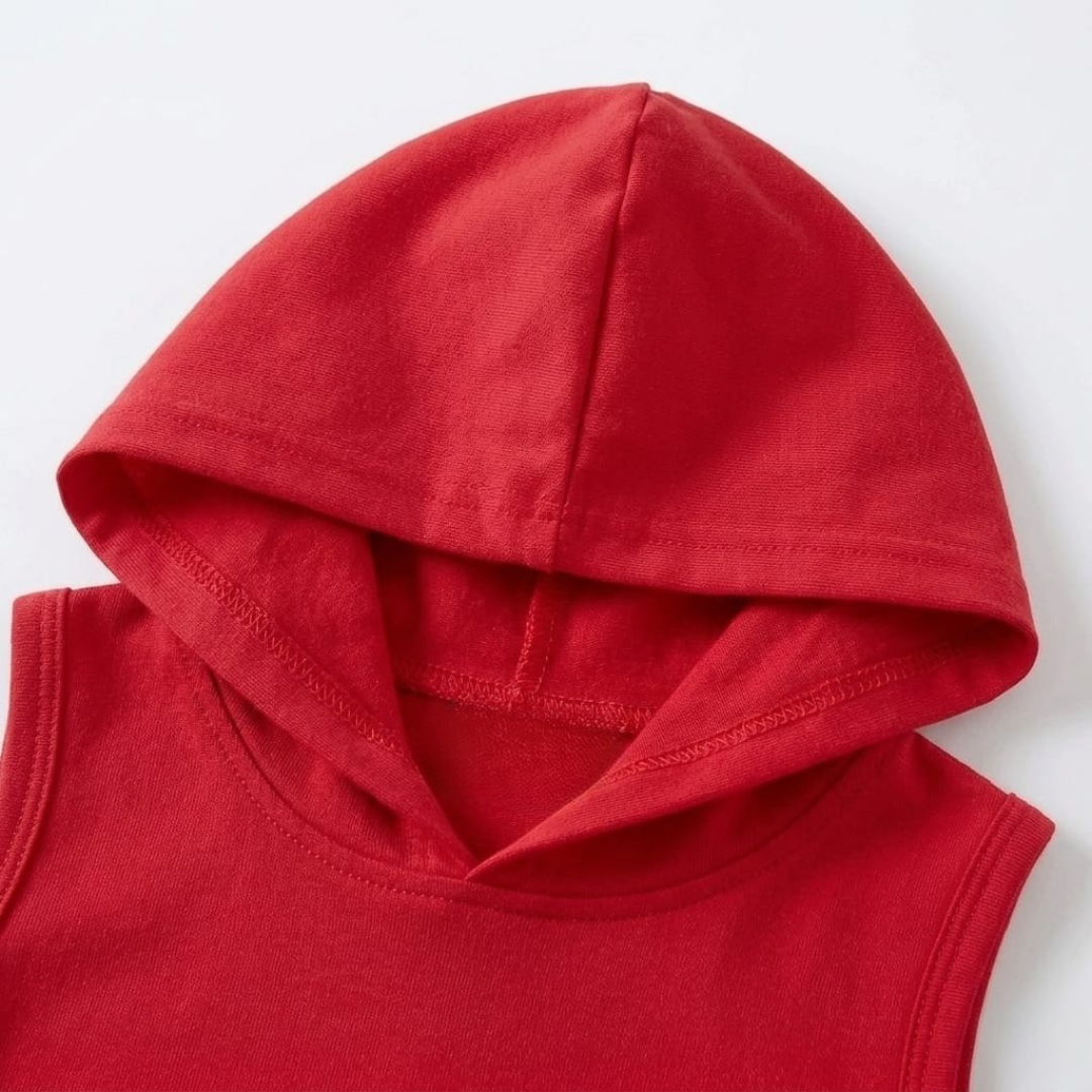 Ensemble short et t-shirt à capuche sans manches Disney Mickey Mouse pour garçon – Rouge