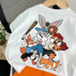 Kids Cartoon Baseball Team Summer Set – White Graphic T-Shirt & Bright Shorts (2-Piece Outfit)