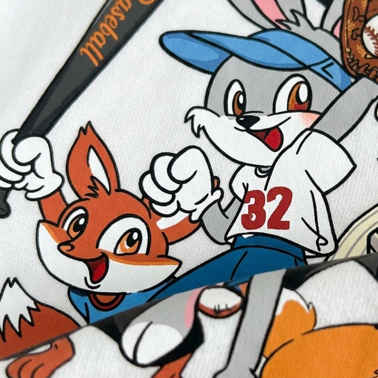 Kids Cartoon Baseball Team Summer Set – White Graphic T-Shirt & Bright Shorts (2-Piece Outfit)