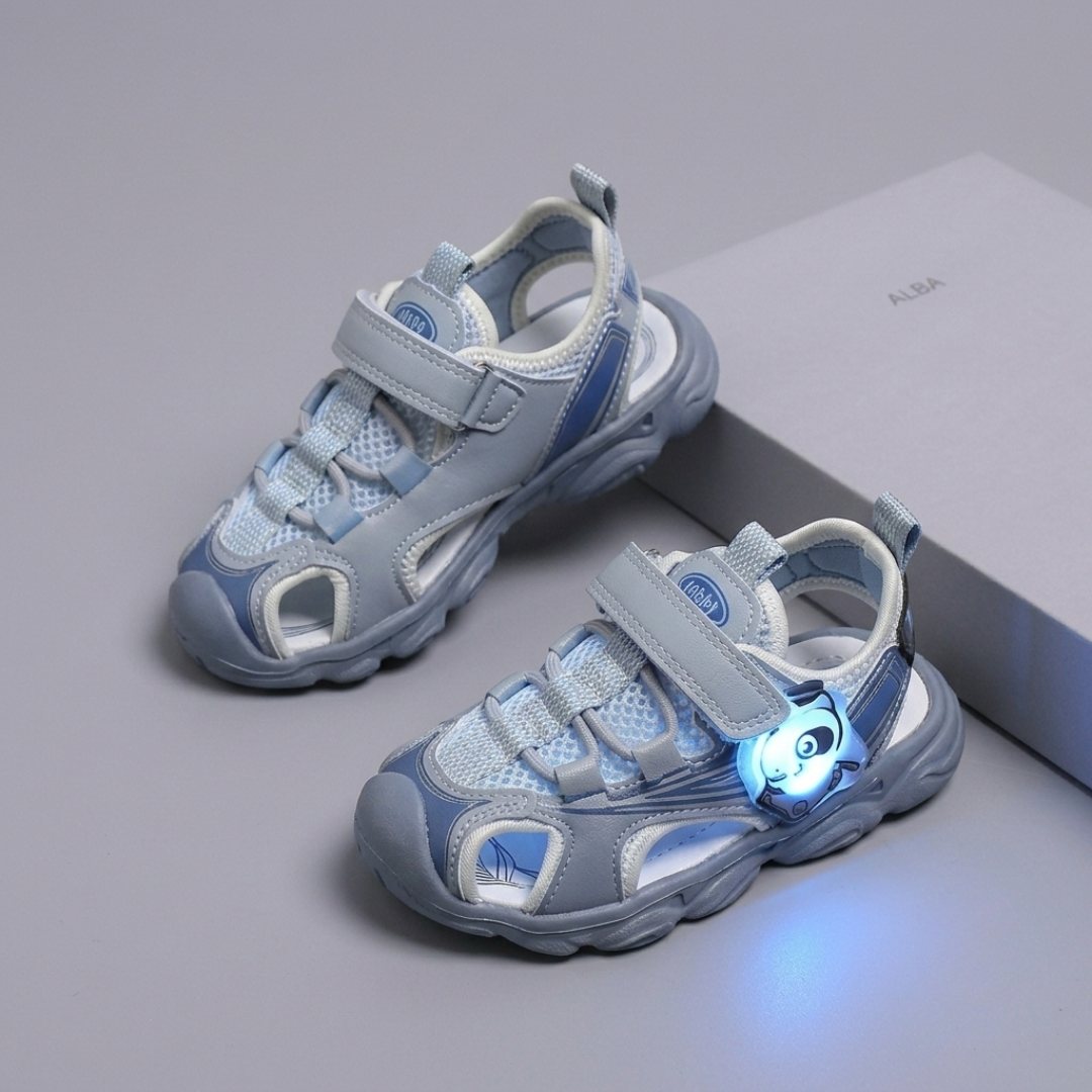 Kids Sport Sandals with LED Lights – Breathable Anti-Slip Summer Shoes