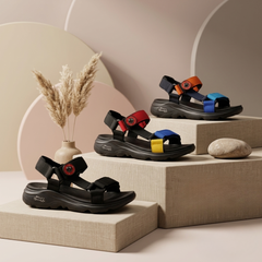 Boys Color Block Adjustable Sports Sandals – Lightweight Outdoor & Casual Comfort Sandals