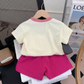 Unisex “Be Kind” Rainbow Summer Shorts Set – Kids Matching Tee & Pocket Shorts Outfit