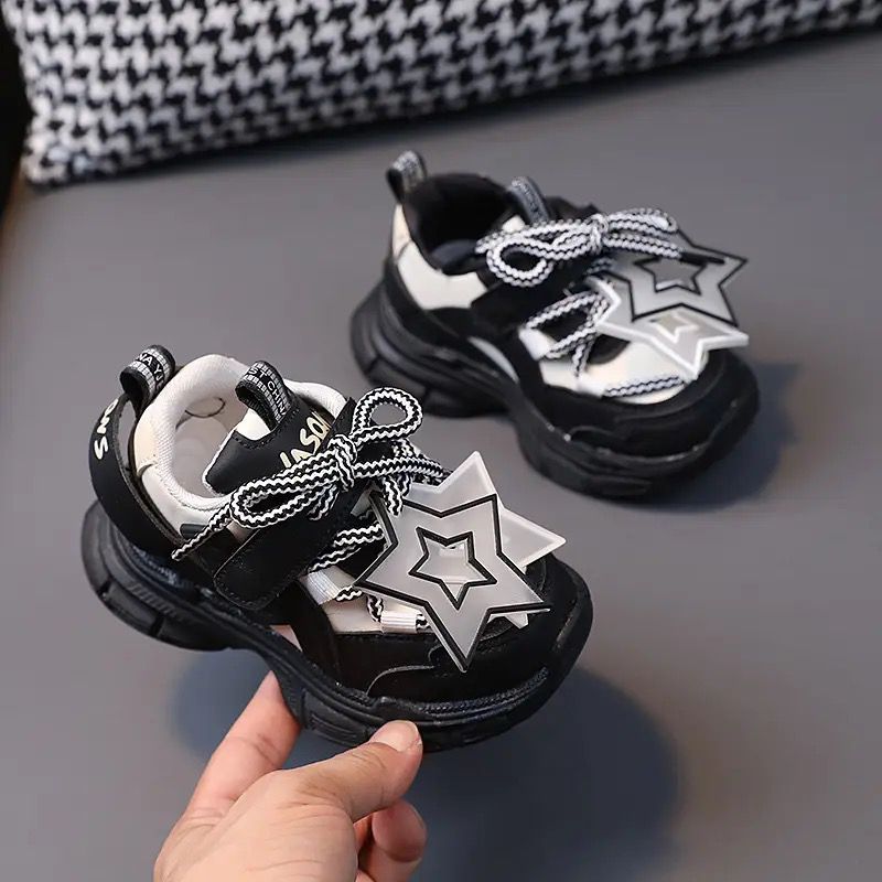 Fashion Cute Star Mesh Sneakers for Girls, Breathable Non-slip Running Shoes for Spring and Summer