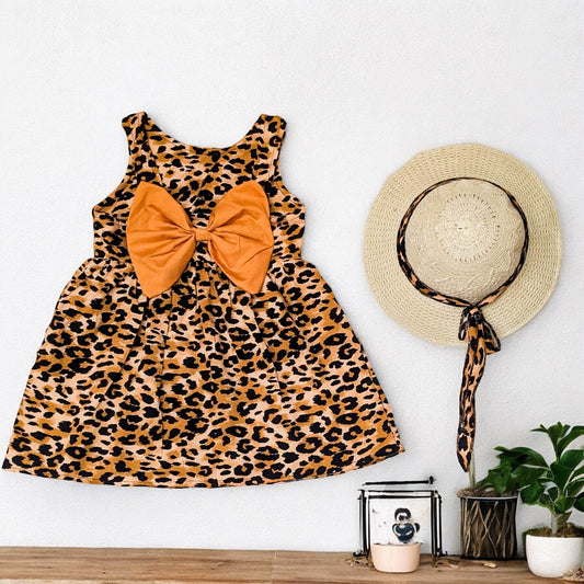 100% cotton leopard Dress & Matching Hat Set for Girls - IRRAKIDS