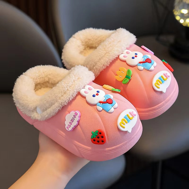 Kids Waterproof Indoor Slippers Winter Shoes On Sale Soft Cotton Cartoon Shoes For children