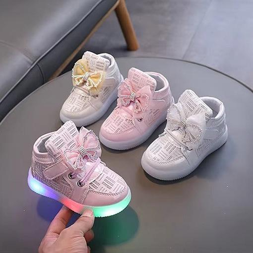 Child Light Up Shoes Girls High Top Luminous Sole Boots Childhood Kids IRRAKIDS