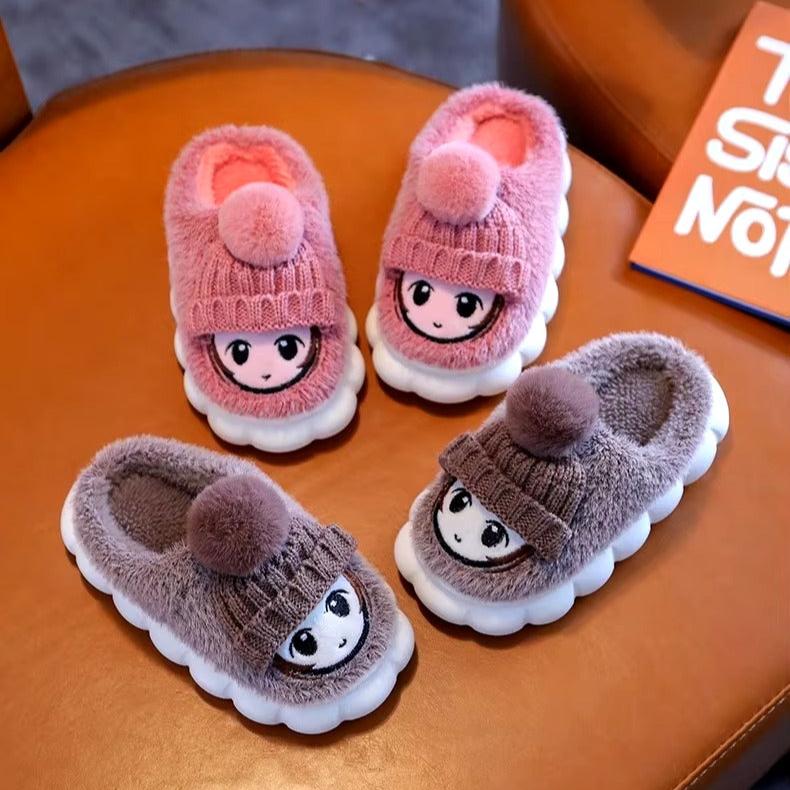 "Warm Cartoon Winter Slippers for Kids - Comfort and Fun in Every Step!"