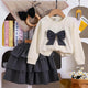 Girls' Bow Sweatshirt and Ruffled Skirt Set