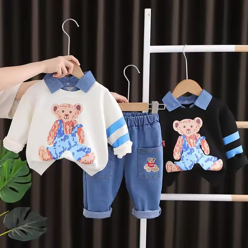 "Stylish Kids Set (2 Pcs) - A Combination of Comfort and Style with Cute Cartoon Graphics!"