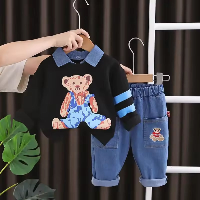 "Stylish Kids Set (2 Pcs) - A Combination of Comfort and Style with Cute Cartoon Graphics!"