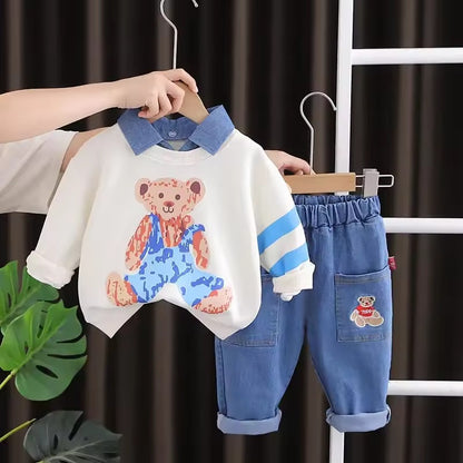 "Stylish Kids Set (2 Pcs) - A Combination of Comfort and Style with Cute Cartoon Graphics!"