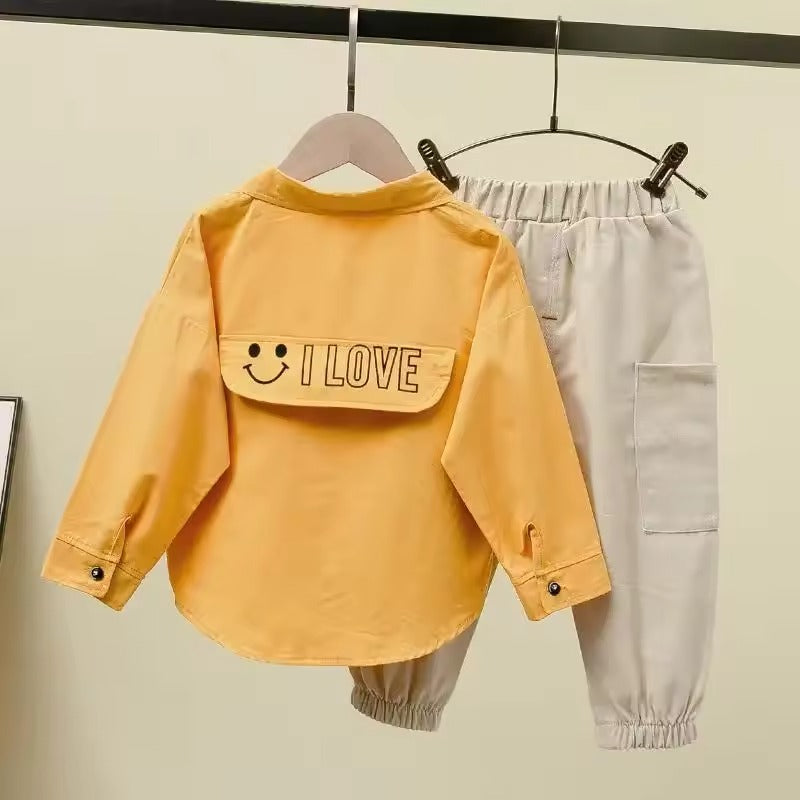 Ensemble élégant 3 pièces pour enfants, vêtements printemps-automne 2025 (t-shirt + chemise + pantalon)