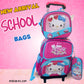 Ensemble de 3 sacs d'école à roulettes élégants au design de dessin animé pour enfants