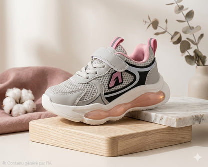 Kids LED Light-Up Sport Sneakers with Air Cushion Sole, Breathable Mesh, Lightweight Shoes for Boys & Girls