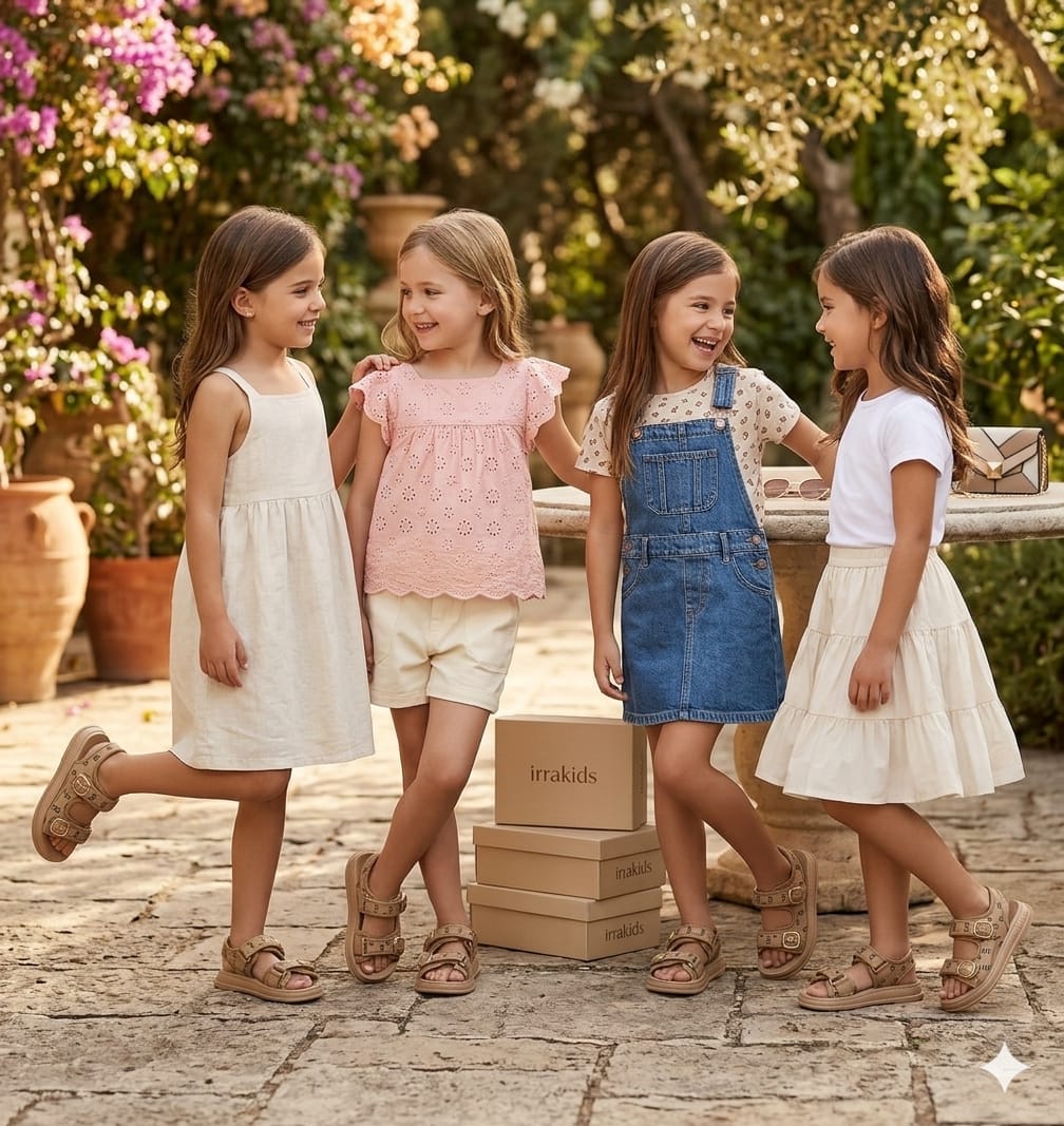 Girls Summer Sandals Cute Double Strap Hook Loop Soft Sole Comfortable Kids Shoes