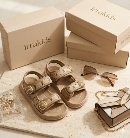 Girls Summer Sandals Cute Double Strap Hook Loop Soft Sole Comfortable Kids Shoes