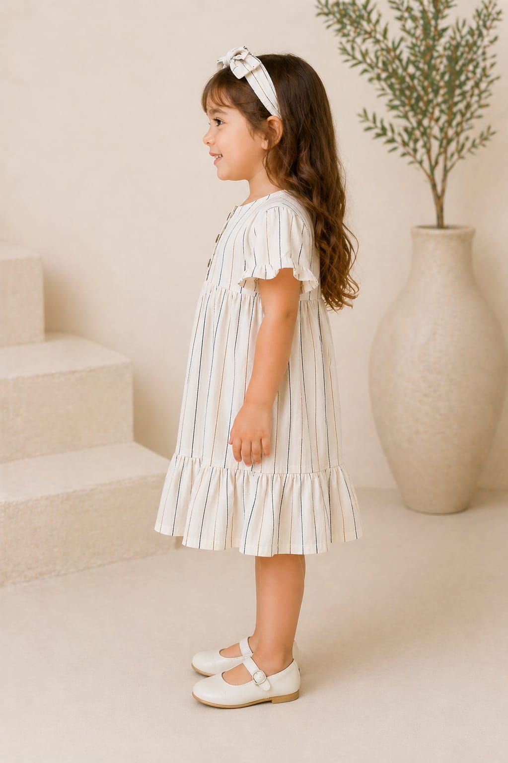 Ensemble de tenue d'été 2026 pour enfants, chemise rayée en coton, short et robe, vêtements doux et respirants pour garçons et filles