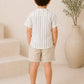 Ensemble de tenue d'été 2026 pour enfants, chemise rayée en coton, short et robe, vêtements doux et respirants pour garçons et filles