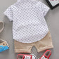 Boy Summer Clothes Set Toddler Floral Short Sleeve Button Down Shirt + Shorts 2Pcs Outfits Kids Casual Cotton Tracksuit