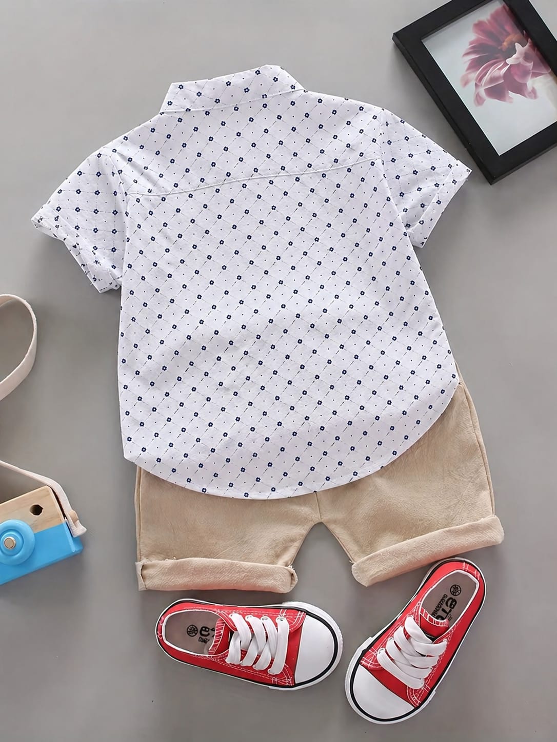 Boy Summer Clothes Set Toddler Floral Short Sleeve Button Down Shirt + Shorts 2Pcs Outfits Kids Casual Cotton Tracksuit