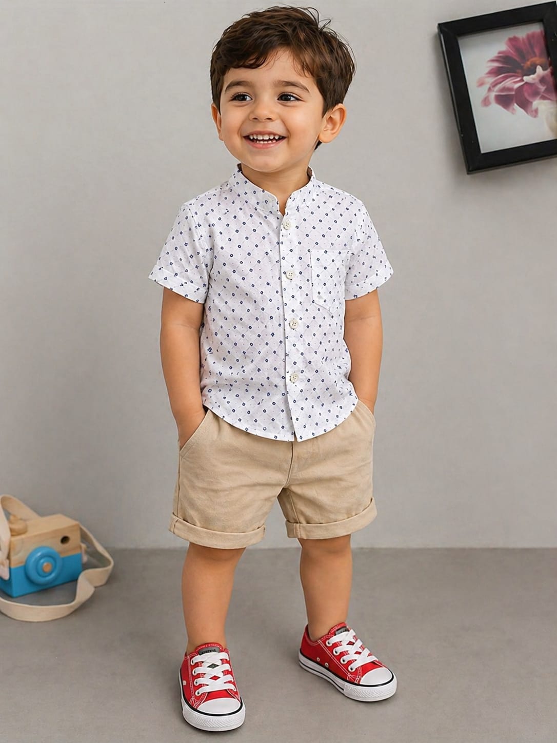 Boy Summer Clothes Set Toddler Floral Short Sleeve Button Down Shirt + Shorts 2Pcs Outfits Kids Casual Cotton Tracksuit
