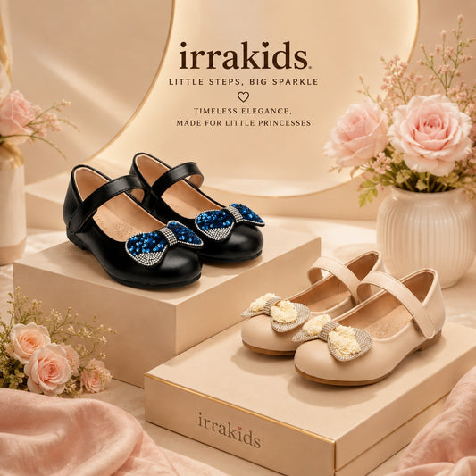 Princess Bow Mary Jane Shoes – Elegant Sparkle for Little Girls ✨