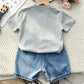 Ensemble tenue d'été pour enfants Chemise à rayures en coton et short Vêtements doux et respirants pour garçons 