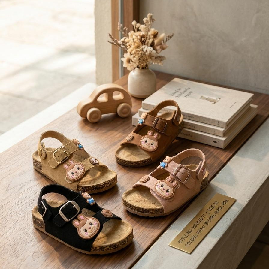 Sandales d'été pour enfants, avec motif mignon de lapin de dessin animé – Confortables et douces, avec boucle réglable, pour garçons et filles