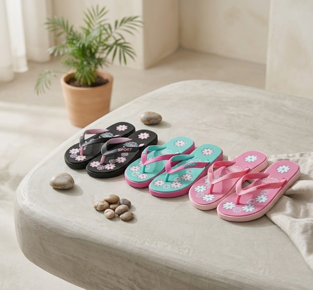 Tongs compensées fleuries pour filles – Sandales de plage légères d'été 