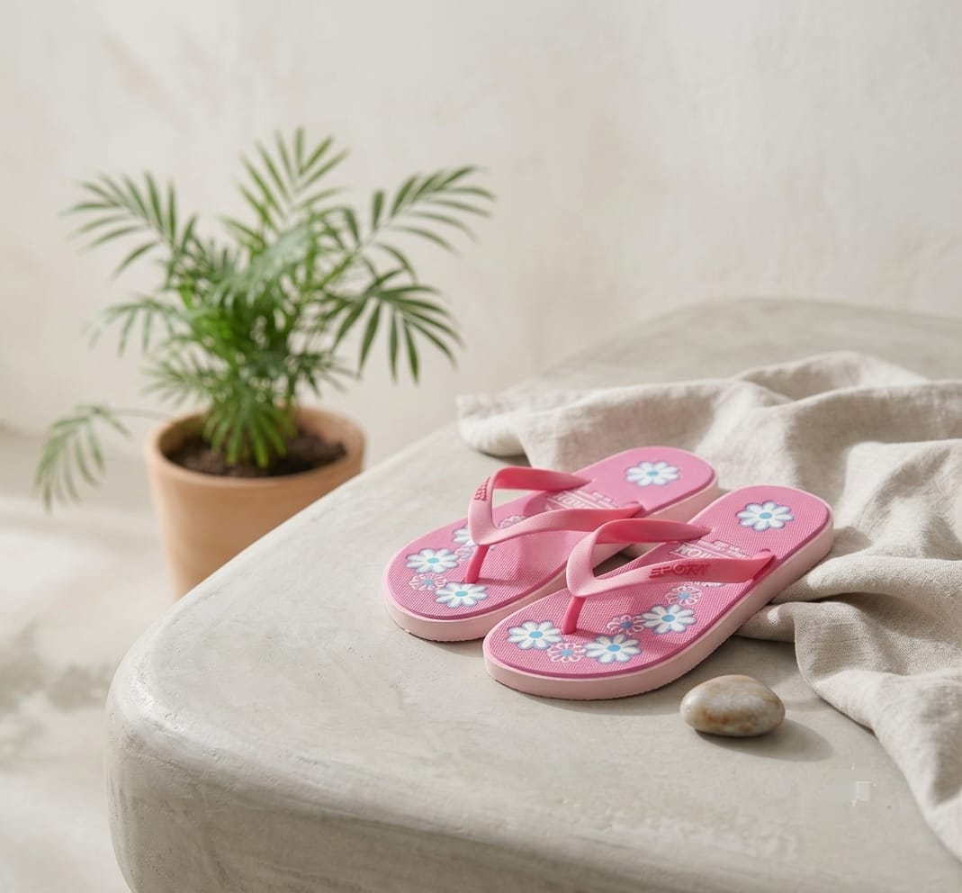 Tongs compensées fleuries pour filles – Sandales de plage légères d'été 