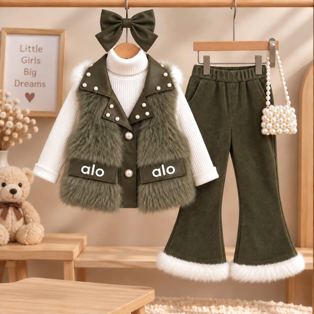 ✨ Luxurious 3-Piece Girls' Fur Set – Elegance, Warmth, and a Distinctive Look