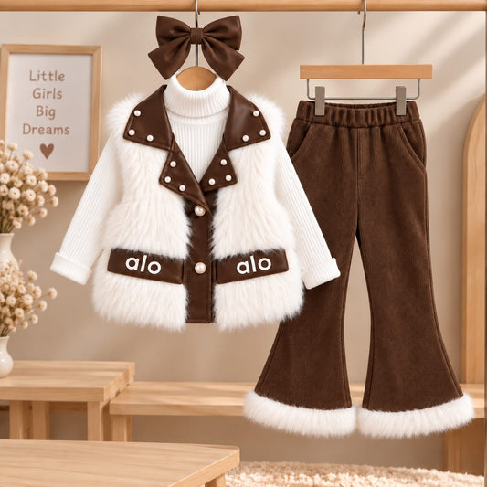 ✨ Luxurious 3-Piece Girls' Fur Set – Elegance, Warmth, and a Distinctive Look