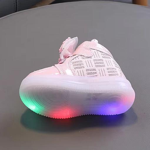 Chaussures lumineuses pour enfants, bottes hautes à semelle lumineuse pour filles, baskets LED pour enfants et filles, nouvelle collection de princesse avec nœud papillon