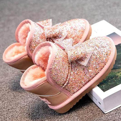 "Bottes d'hiver brillantes pour filles - chaudes et antidérapantes"