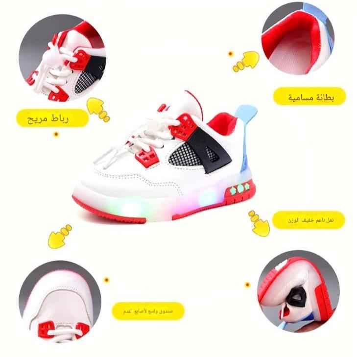 Modern sports shoes for children with LED lighting. Comfortable and non-slip.