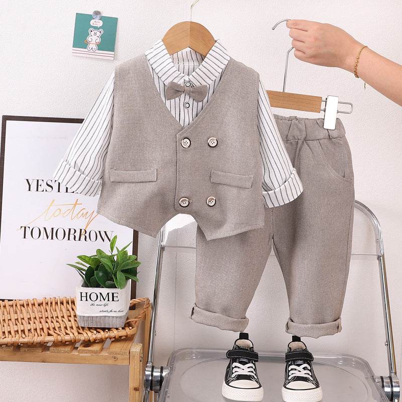 Stylish Boys Suits Spring Autumn 2025 New British Style Three-piece Children's Suit - IRRAKIDS