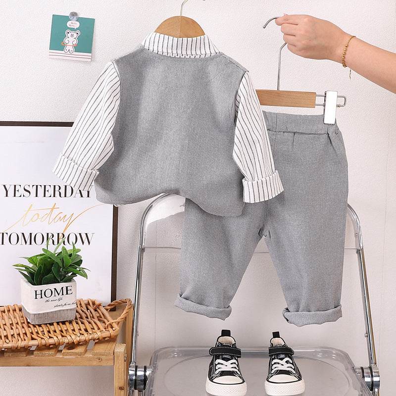 Stylish Boys Suits Spring Autumn 2025 New British Style Three-piece Children's Suit - IRRAKIDS