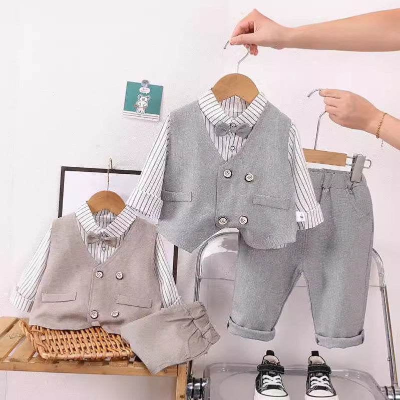 Stylish Boys Suits Spring Autumn 2025 New British Style Three-piece Children's Suit - IRRAKIDS