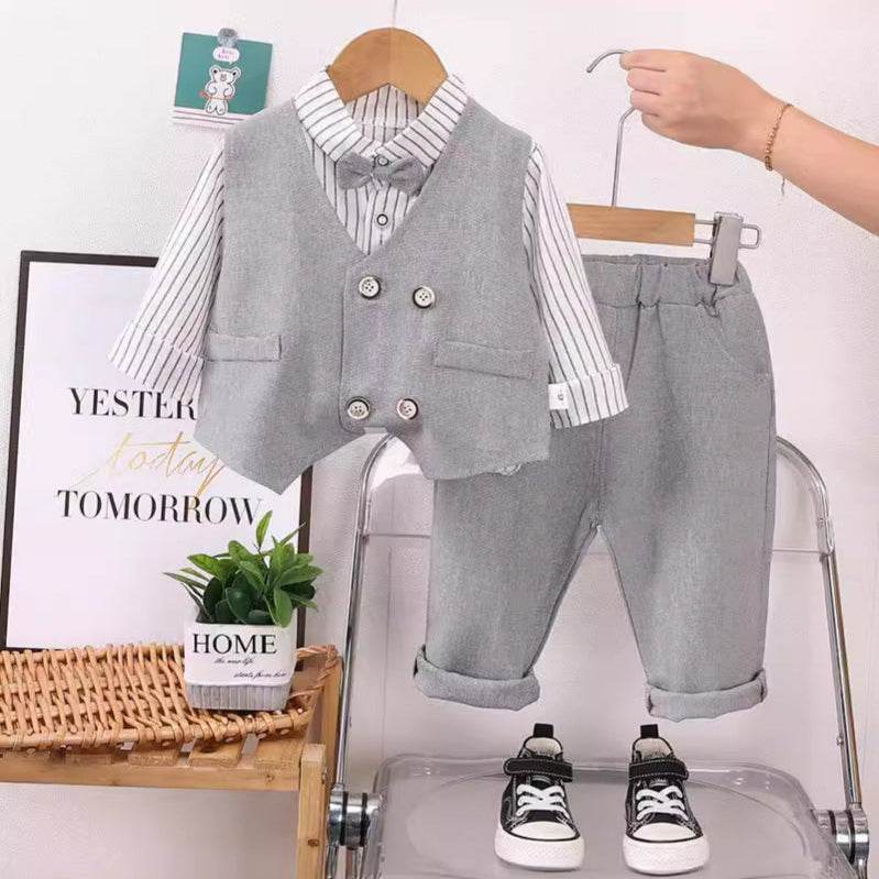 Stylish Boys Suits Spring Autumn 2025 New British Style Three-piece Children's Suit - IRRAKIDS