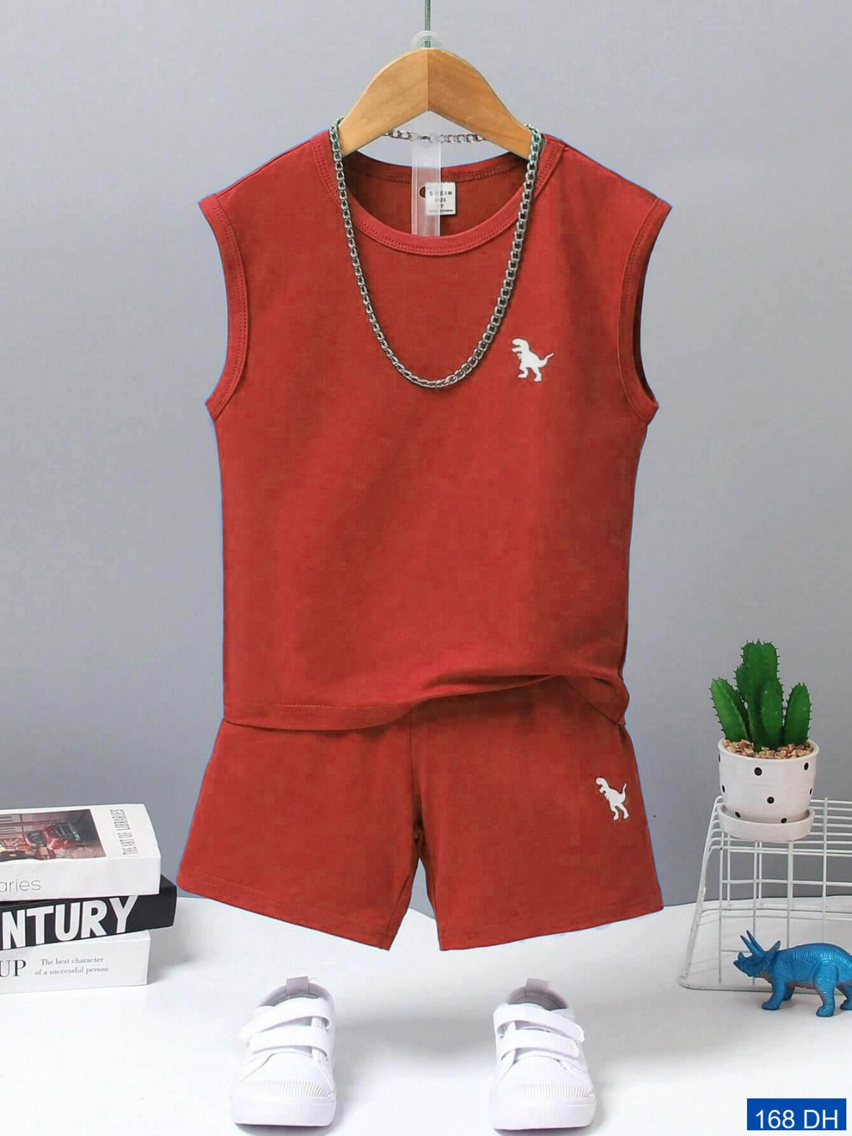 Ensemble débardeur et short d'été à imprimé mignon avec col ras du cou pour enfants